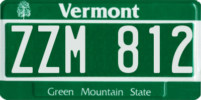 VT license plate ZZM812