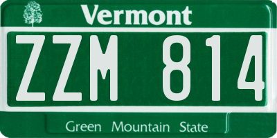 VT license plate ZZM814