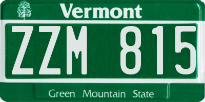 VT license plate ZZM815