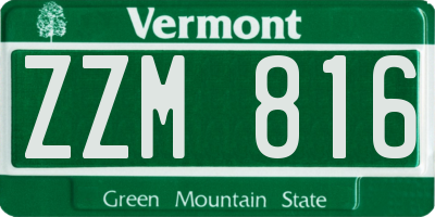 VT license plate ZZM816