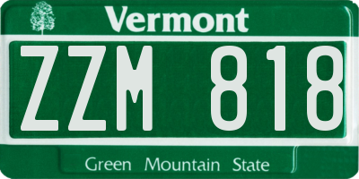 VT license plate ZZM818