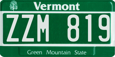 VT license plate ZZM819