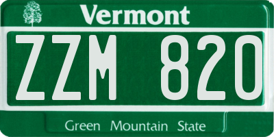 VT license plate ZZM820