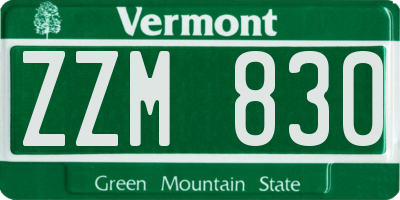 VT license plate ZZM830