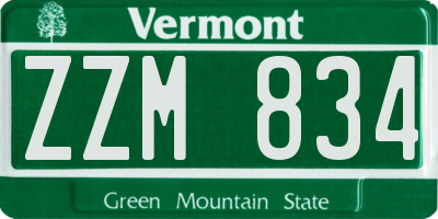 VT license plate ZZM834