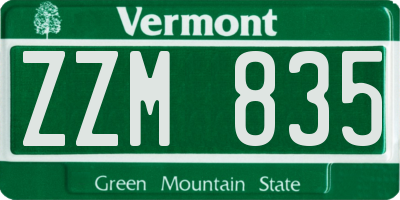 VT license plate ZZM835