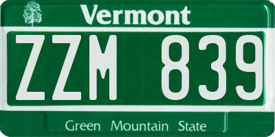VT license plate ZZM839