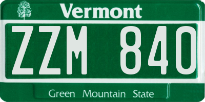 VT license plate ZZM840