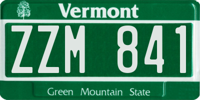 VT license plate ZZM841