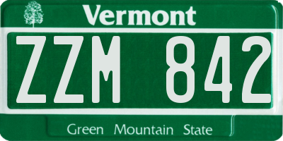 VT license plate ZZM842