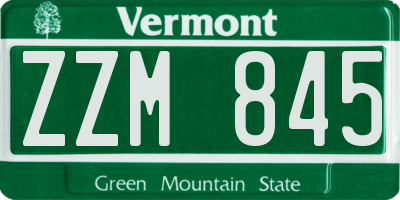 VT license plate ZZM845