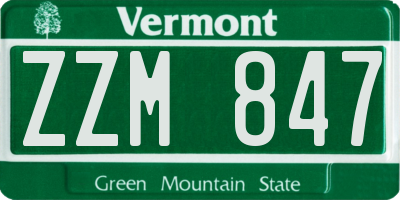 VT license plate ZZM847