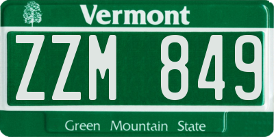 VT license plate ZZM849