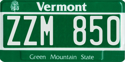 VT license plate ZZM850