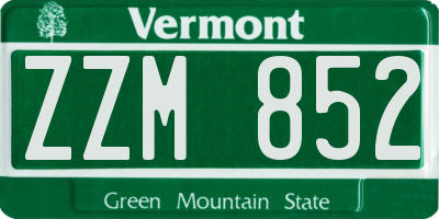 VT license plate ZZM852