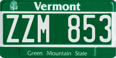 VT license plate ZZM853