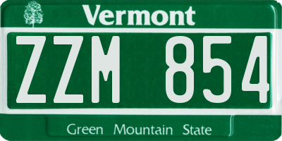 VT license plate ZZM854