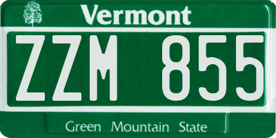 VT license plate ZZM855