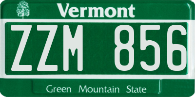 VT license plate ZZM856