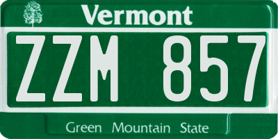 VT license plate ZZM857
