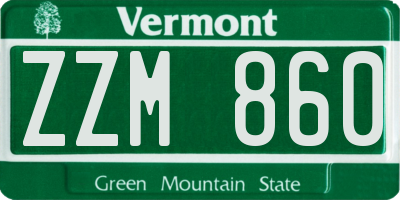 VT license plate ZZM860