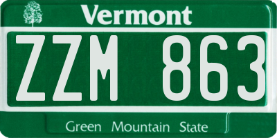 VT license plate ZZM863