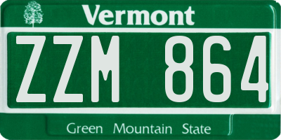 VT license plate ZZM864