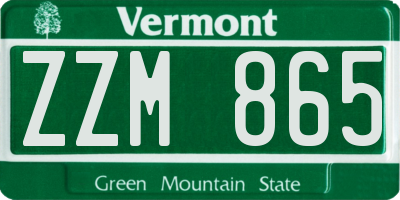 VT license plate ZZM865