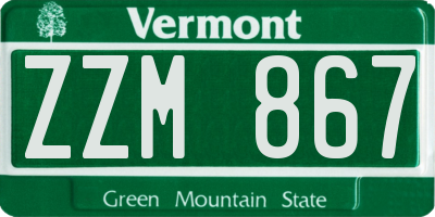 VT license plate ZZM867