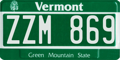 VT license plate ZZM869