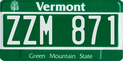 VT license plate ZZM871