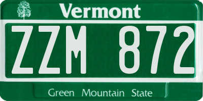 VT license plate ZZM872