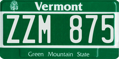VT license plate ZZM875