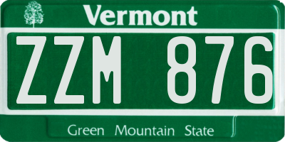 VT license plate ZZM876