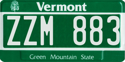 VT license plate ZZM883