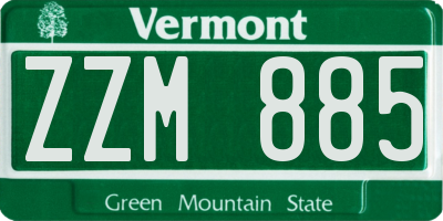 VT license plate ZZM885