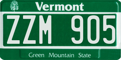 VT license plate ZZM905