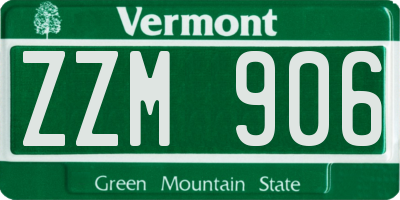 VT license plate ZZM906