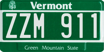 VT license plate ZZM911