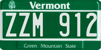 VT license plate ZZM912