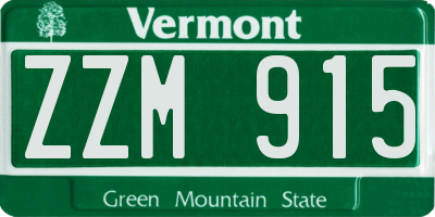 VT license plate ZZM915