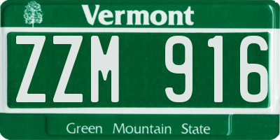 VT license plate ZZM916
