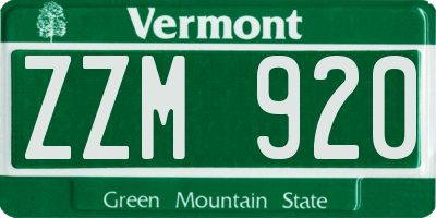 VT license plate ZZM920
