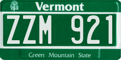 VT license plate ZZM921