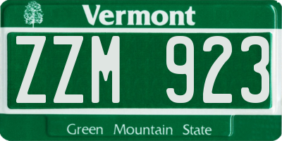 VT license plate ZZM923