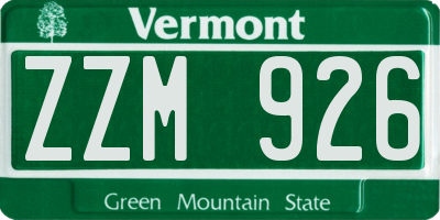 VT license plate ZZM926