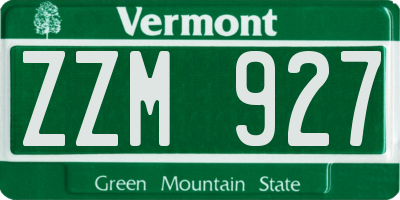 VT license plate ZZM927