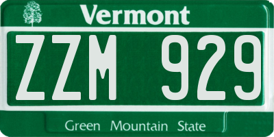 VT license plate ZZM929