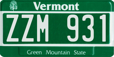 VT license plate ZZM931