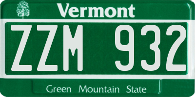 VT license plate ZZM932